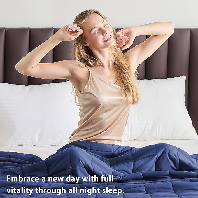 King Size Weighted Blanket for Adults (30 lbs, 80” x 87”, Navy & Blue) Cooling Heavy Blanket for Sleeping Perfect for 290-310 lbs, Breathable Blanket for Adults & Couple All Season, Machine Washable