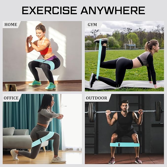 12 Pcs Fabric Resistance Bands for Working Out Booty Workout Stretch Exercise Bands Non Slip for Legs Squat Resistance Loop for Women Men Starter Butt Hip Thigh Fitness