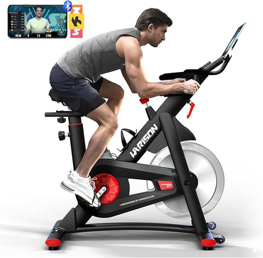 HARISON Semi-Commercial Exercise Bike 400 lbs Capacity, Magnetic Stationary Bikes for Home Gym with Bluetooth & Tablet Holder & Comfortable Seat Cushion
