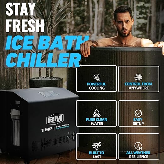 1 HP Water Chiller for Ice Bath Tub, Hot & Cold Mode Machine with Ozone, Dual Filters, Fast Cooling for Recovery and Cold Plunge Therapy