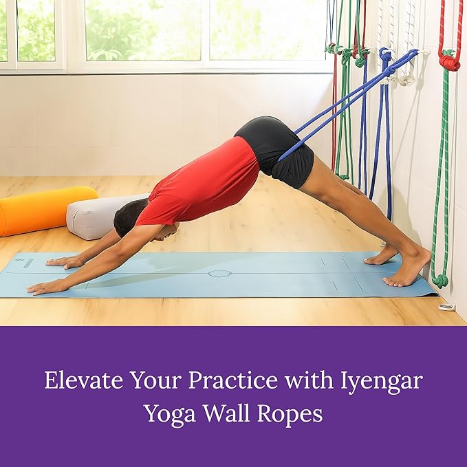 Yogikuti Iyengar Yoga Wall Rope Pair Premium Quality Cotton & Polyester Ropes for Restorative & Anti-Gravity Poses