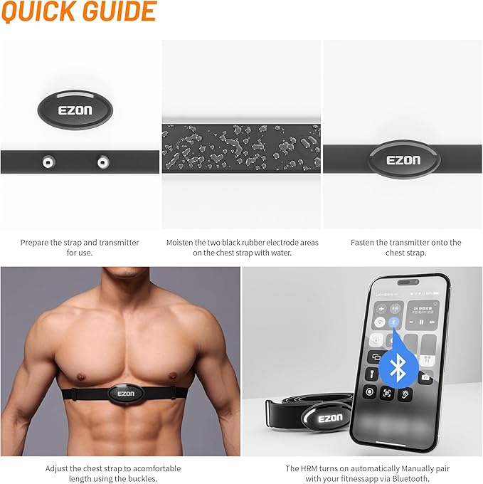 EZON Heart Rate Monitor Chest Strap | Bluetooth 5.1 & ANT+, Waterproof, Compatible with Garmin, Wahoo, Polar, Strava for Running, Cycling, Workout (C009 Pro)
