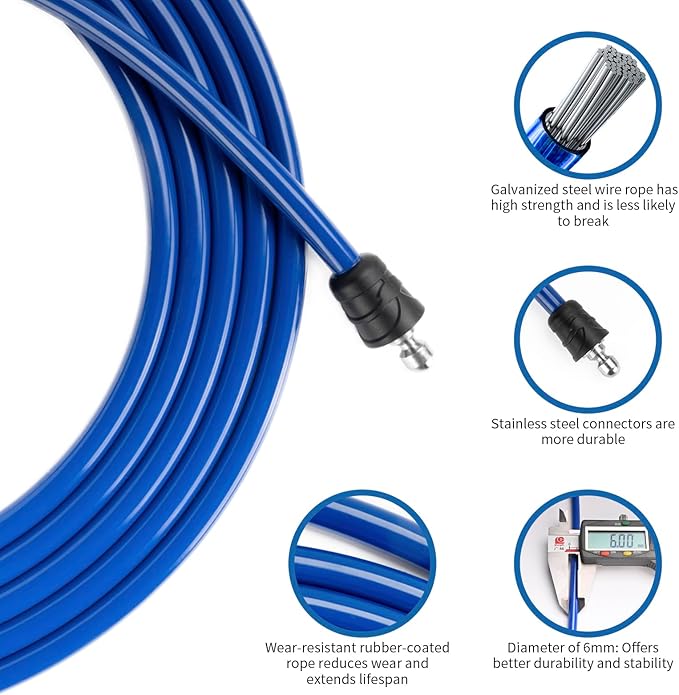 Weighted Jump Rope for Men Women with 110"&102" Abrasion-resistant Cable, Φ=6mm Crossropes jump rope with Rubber Grip,360 Degree Spin,Tangle Free,Suitable for Fitness Cardio,Boxing & Workout