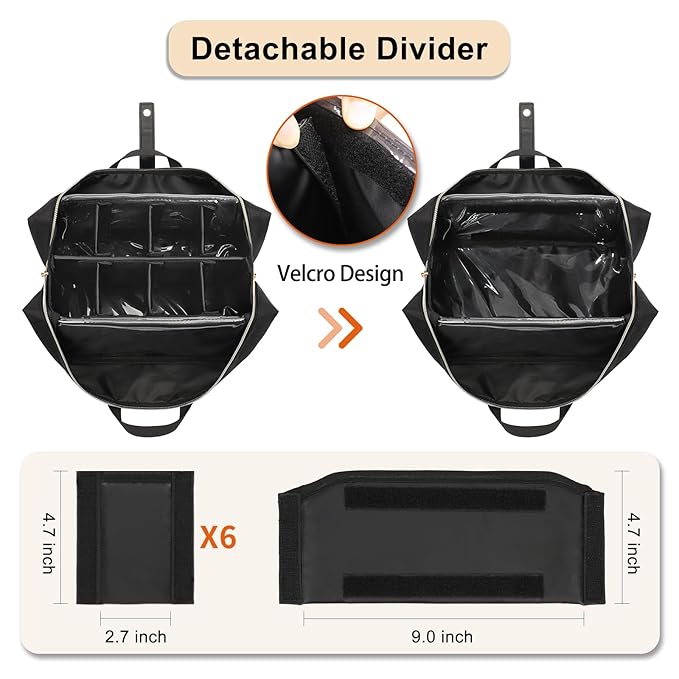 Large Makeup Brush Holder, Portable Stand-up Makeup Brush Organizer Bag, Foldable Makeup Brush Travel Case with Detachable Dividers, Professional Artist Makeup Brush Storage Bag (Brushes Not included)