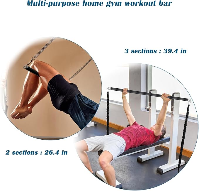 LAT Pull Down Bar, Dual Hook Bar Cable Attachment, Heavy Duty Gym Bar for Cable Machine, Suit for Resistance Band Training, Home Exercise
