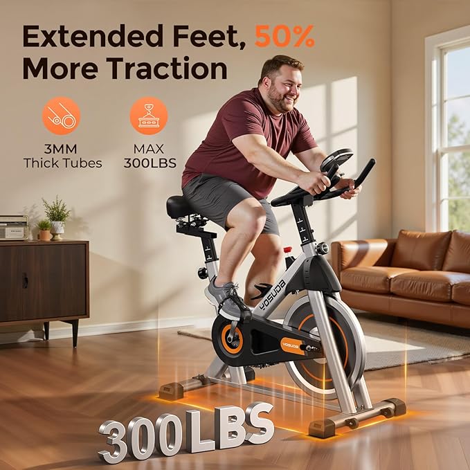 YOSUDA Exercise Bike, Brake Pad Stationary Bike for Home with Exclusive App, Magnetic Indoor Cycling Bike with 300 lb Weight Capacity, Low Noise, Tablet Holder and Fitness Courses for Weight Loss