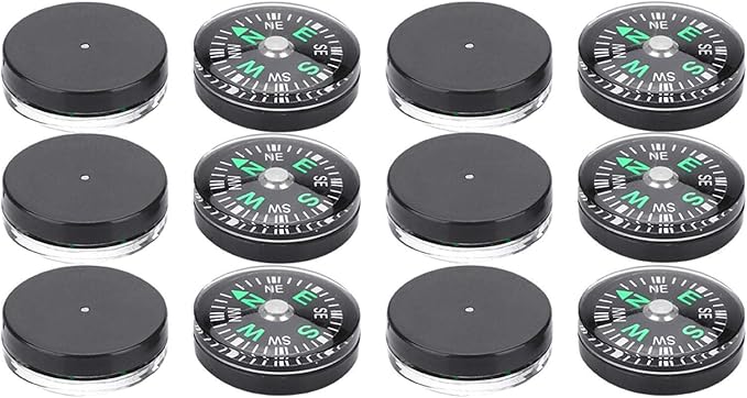 12 Pcs Button Compass 20mm Mini