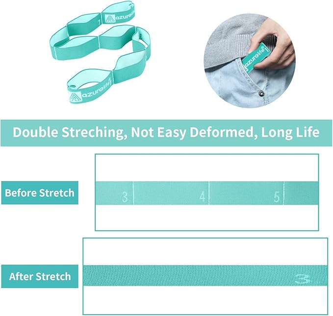 Premium Durable Stretch Straps with Loops, Stretching Strap for Physical Therapy, Multi-Loop Yoga Strap Fitness Exercise Strap for Yoga, Pilates, Dance, Flexibility&Exercise