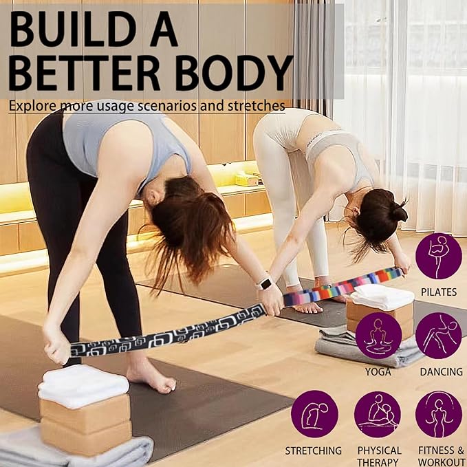 Yoga Exercise Adjustable Straps 8FT with Durable D-Ring for Pilates & Gym Workouts | Hold Poses, Stretch, Improve Flexibility & Maintain Balance