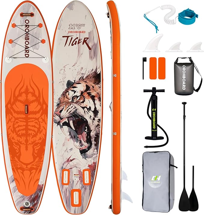 10’6/11’6 Inflatable Stand Up Paddle Board with Premium Paddleboards Accessories, Wide Stable Designed SUP Paddleboard for Adults & Youth.