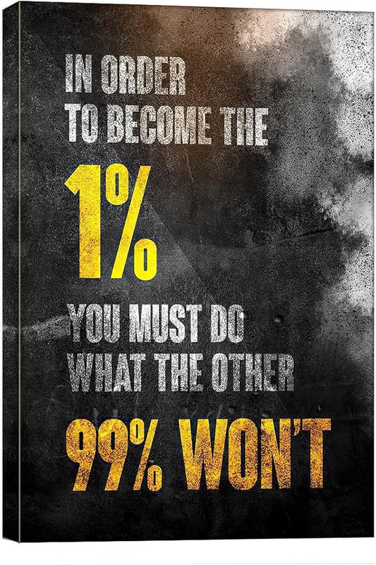 1% Entrepreneur Motivational Canvas Wall Art -Inspirational Office Wall Art Poster Quotes - Canvas Artwork Picture Print Framed for Home Office Bathroom Bedroom Wall Decor-16 x20
