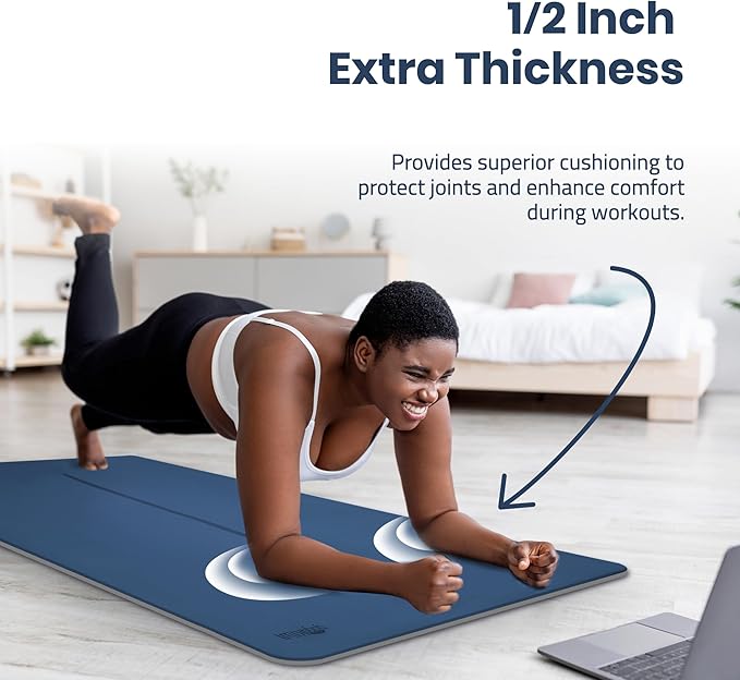 Extra Wide Yoga Mat for Men Women (72"L x 36"W) Non Slip Fitness & Exercise Mat with Alignment Marks for Yoga, Pilates, Floor Workouts