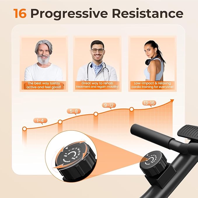 YOSUDA Recumbent Exercise Bike for Home,Magnetic Staionary Bike for Seniors/Adults with Adjustable Seat, 350LB Capacity, 16-level Resistance, LCD Monitor & Pulse Sensors