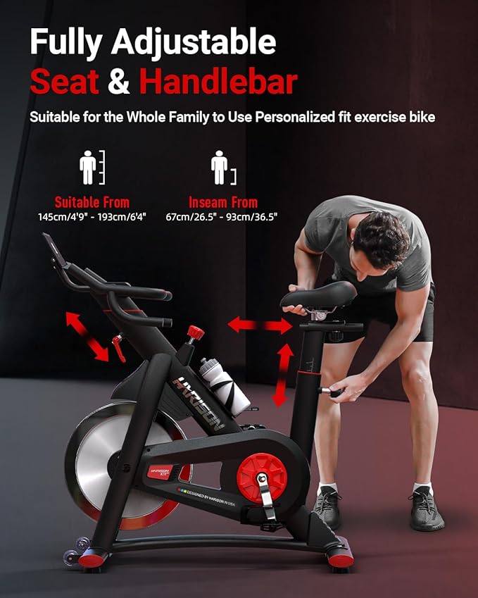 HARISON Semi-Commercial Exercise Bike 400 lbs Capacity, Magnetic Stationary Bikes for Home Gym with Bluetooth & Tablet Holder & Comfortable Seat Cushion