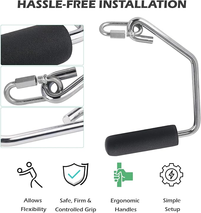Open Ended Chrome Grip Handles for Total Gym Accessories - Compatible with Total Gym XLS, Supra, Electra, FIT - Replacement Parts