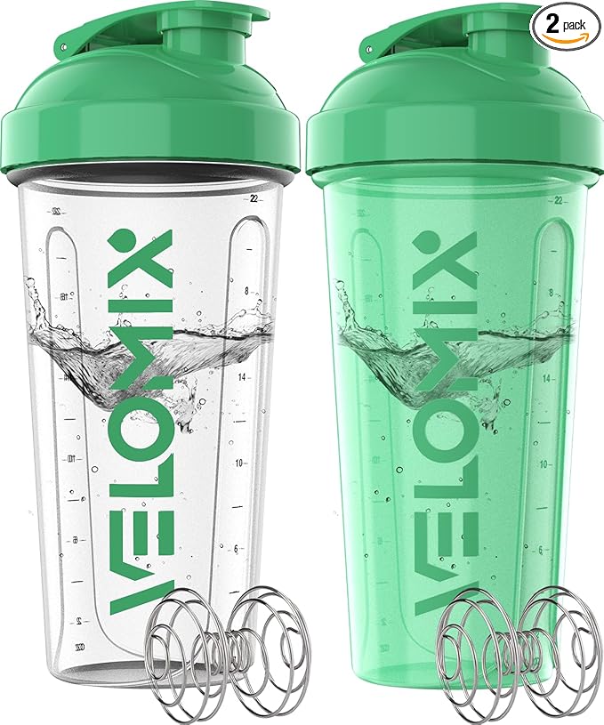 '-2 Pack- 28 oz Protein Shaker Bottles for Protein Mixes - 2x Wire Whisk | Leak Proof Shaker Cups for Protein Shakes | Protein Shaker Bottle | Shakers for Protein mix-Turquoise&Transparent