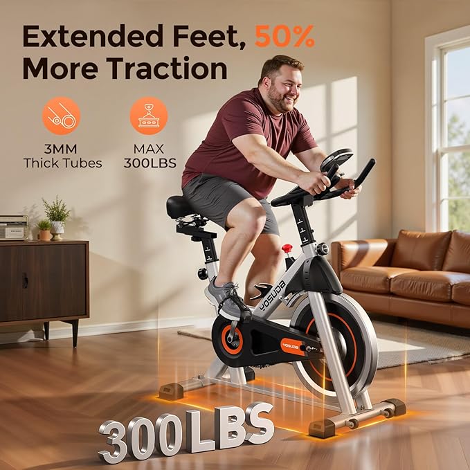 YOSUDA Exercise Bike, Brake Pad Stationary Bike for Home with Exclusive App, Magnetic Indoor Cycling Bike with 300 lb Weight Capacity, Low Noise, Tablet Holder and Fitness Courses for Weight Loss