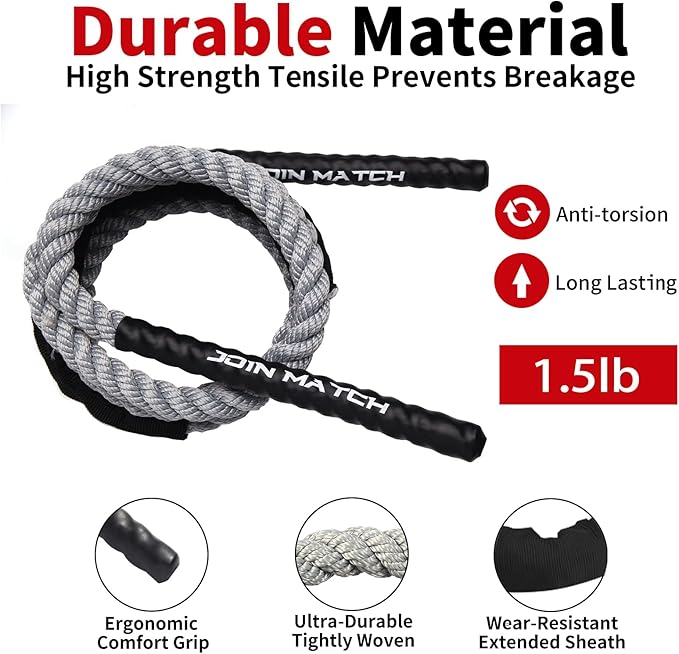 Jump Rope Weight Jump Rope for Fitness, Adult Heavy Exercise Skipping Ropes, Home Gym Workout Equipment Training Set, Thick Rope Suitable for Women&man Improve Strength, Cardio, Training Muscles, Weight Loss