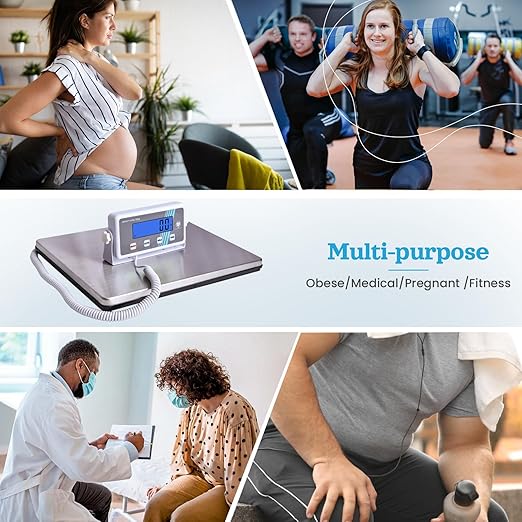 Extra-Wide High Accuracy Digital Physician Scale (440 lb / 200 kg Capacity) + Professional Wall-Mounted Stadiometer (24-82 in / 60-210 cm) - Ideal for Home, Office, Hospital, Gym & Bariatric Use