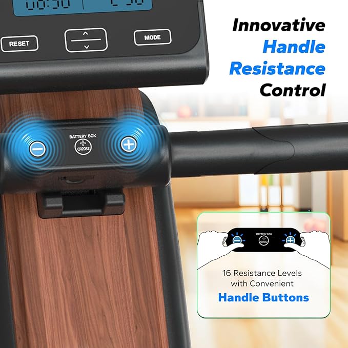 MERACH Rowing Machines for Home, Powerful Electromagnetic Row Machine with 51.2" Extended Rail, 16-Level Handle Resistance Adjustment Rower, 350 LBS Load Capacity, Ergonomic Comfort Seat, Easy Storage