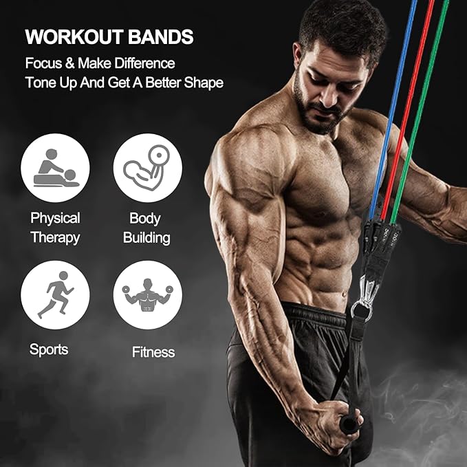 Resistance Bands,Exercise Bands,Resistance Bands for Working Out with Handles for Men and Women,Workout Bands with Door Anchor and Ankle,Strength Training Home Gym Equipment
