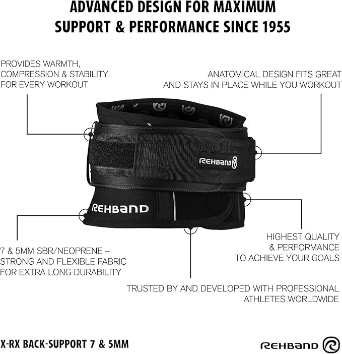 Rehband X-RX Back Support 7mm neoprene, 2-in-1 back