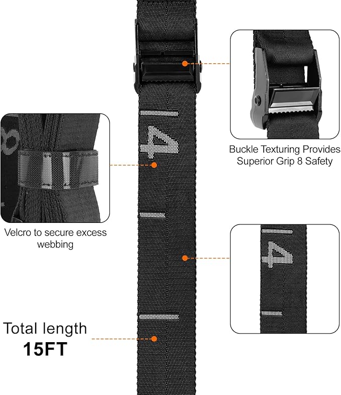 Teamaze Gymnastics Rings Straps with 15 FT Adjustable Number Buckle for Pull-Up Bar Workout Exercise Gym Hanging Rings Indoor (One Pair Strap Only)