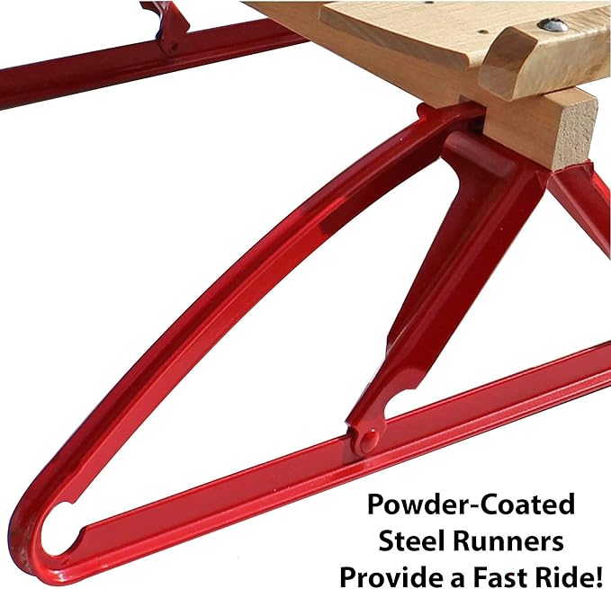 Flexible Flyer Metal Runner Sled. Steel & Wood Steering Snow Slider