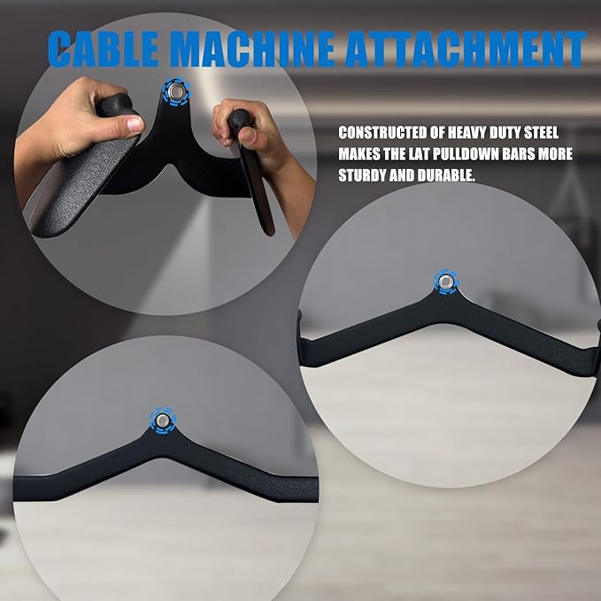 LAT Pulldown Attachments, LAT Bar Cable Machine Attachment,T-bar V-bar, LAT Pull Down Bars, Back Tricep Bar Strength Training Handle for Home Gym Fitness