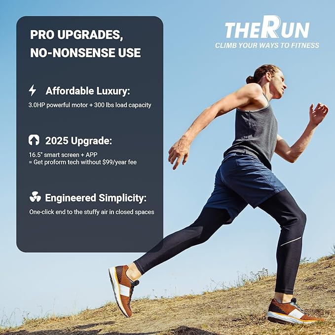 THERUN Incline Treadmill for Running and Walking, 300 lbs Weight Capacity Folding Treadmill with 0-15% Auto Incline, Wide Belt, 3.5HP, App, Heart Rate