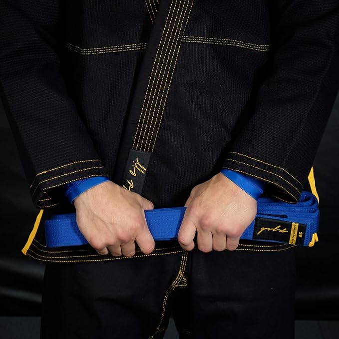 Gold BJJ Jiu Jitsu Belt - Premium Belts with Rank Bar for Stripes - IBJJF Competition Approved