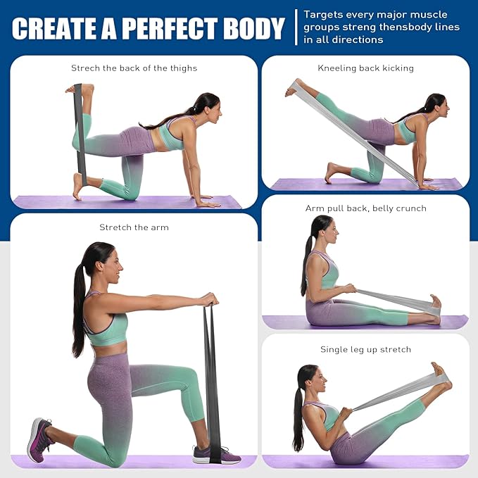 Resistance Bands, Exercise Bands, Physical Therapy Bands for Strength Training, Yoga, Pilates, Stretch Elastic Band with Different Strengths, Workout Bands for Home Gym