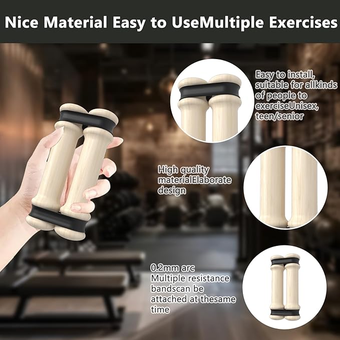 Rip Stick Portable Upper Body & Chest Workout Equipment with Adjustable Resistance Bands, Wooden Handles, Shoulder & Joint Rehab Home Gym – Muscle Strength & Flexibility Training (8 Bands Included)