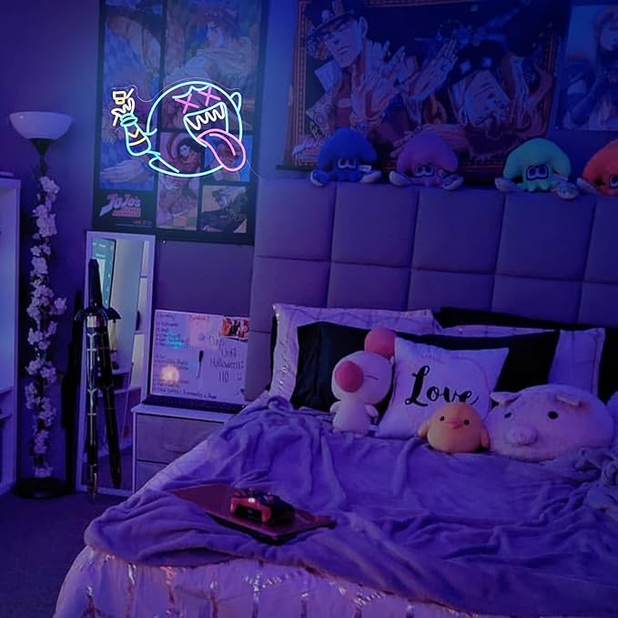 Ghost Neon Sign for Wall Decor Ghost Face Neon Light Gaming Led Neon Signs Colorful LED Neon Lights for Gaming Zone Man Cave Bedroom Decoration