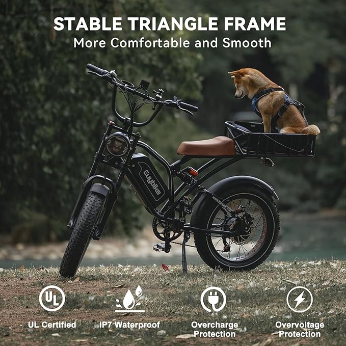 1500W Electric Bike for Adults,48V 20/60Ah Removable Battery Max Range 80Miles & 30MPH Electric Bicycle,20''ร4" Fat Tire Ebike,Adult Electric Bicycles for Commute Beach Snow,E-Bike UL Certified