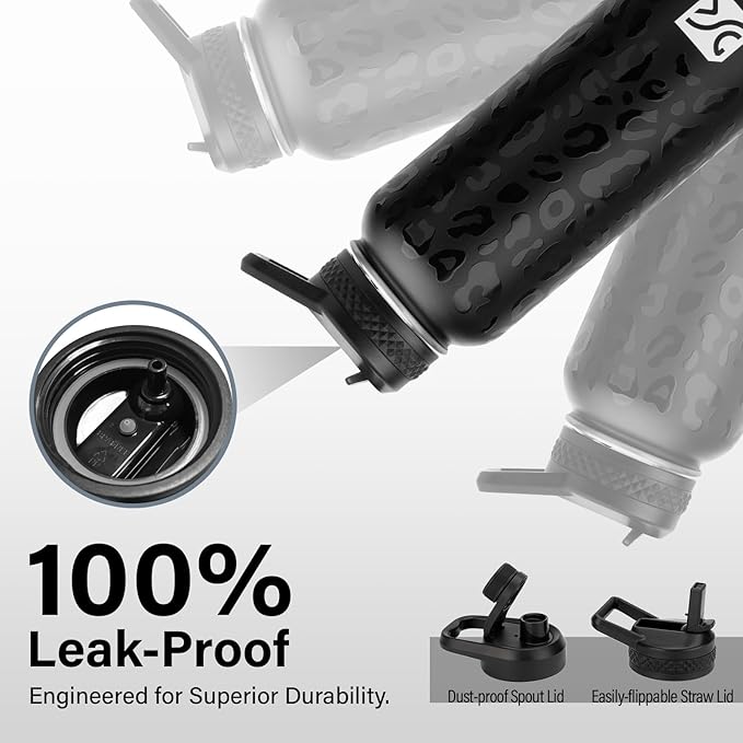 Insulated Water Bottle | Thickened Stainless Steel Vacuum Metal | Portable Sports Water Jug for Gym and Hiking with Straw, Carrier Bag, Handle Strap | BPA-Free 40 oz