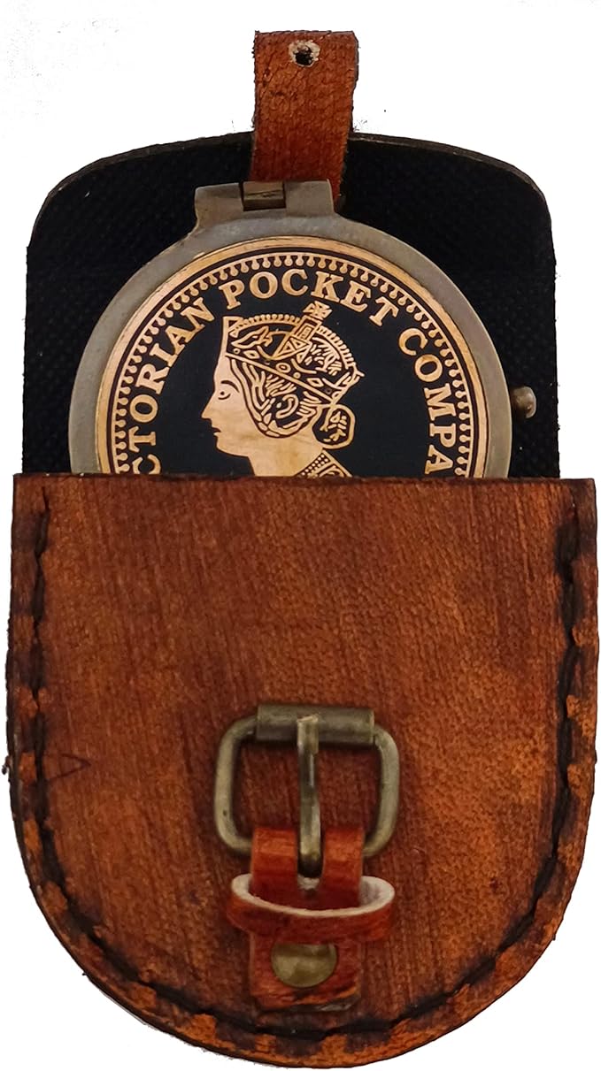 2 Inch Brass Compass Pocket Compass With Leather