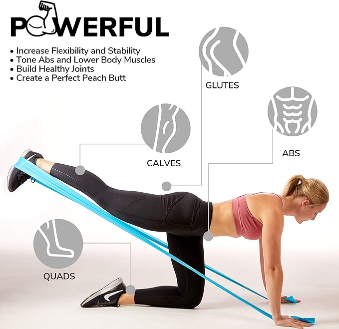 7Ft Long Resistance Bands for Stretching - Resistance Bands Set with Door Anchor - Exercise Bands Including Carry Pouch, E-Book & App - Latex-Free Workout Bands