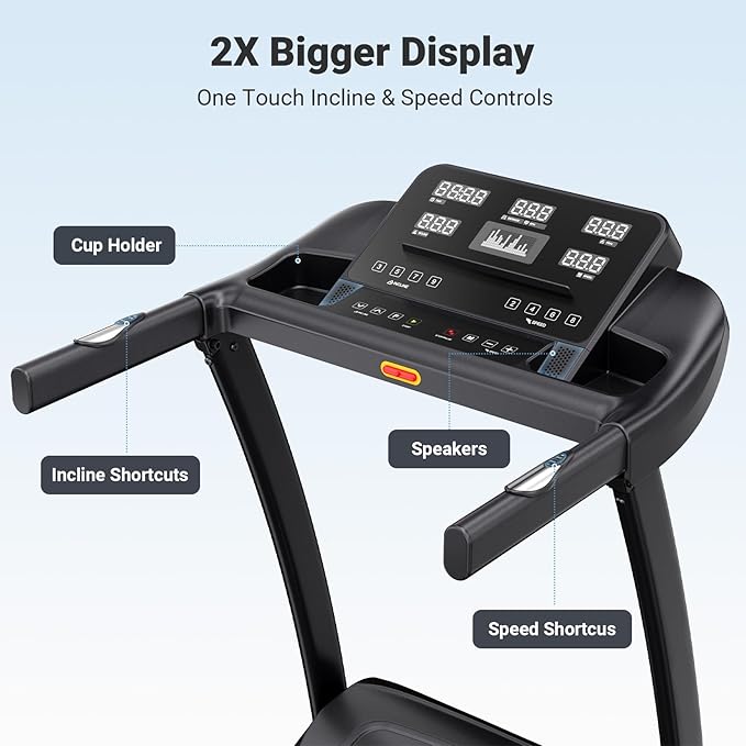 THERUN Incline Treadmill for Running and Walking, 300 lbs Weight Capacity Folding Treadmill with 0-15% Auto Incline, Wide Belt, 3.5HP, App, Heart Rate