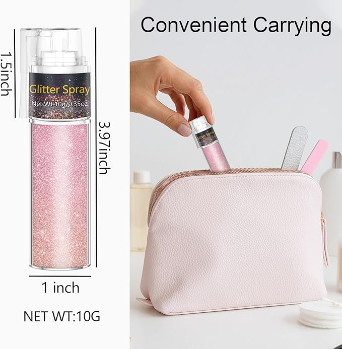 Hair and Body Glitter Spray, 1PC Pink Hair Glitter Extra Fine Face Shimmer Powder for Clothes, Festival Loose Sparkle Powder for Rave Clothes Nail Art Easter Halloween Crafts (Pink)
