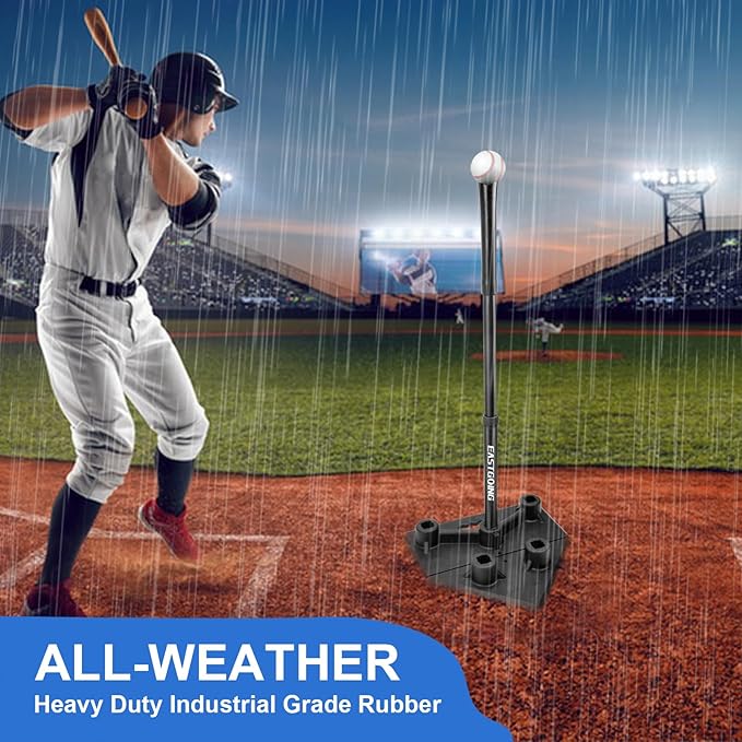 Eastgoing Heavy Duty Baseball and Softball Portable Travel Batting Tee.Adjustable 5-Position Baseball and Softball Batting Tee.Hitting Tee for Any Age Player Baseball