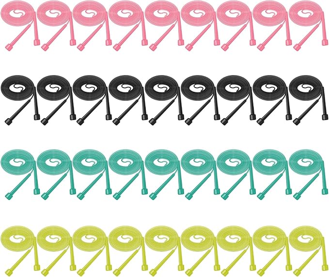 24/36 Pack Pvc Jump Rope, Adjustable Speed Jump Rope with Plastic Handles for Men Women, Skipping Rope for Exercise and Gym Fitness