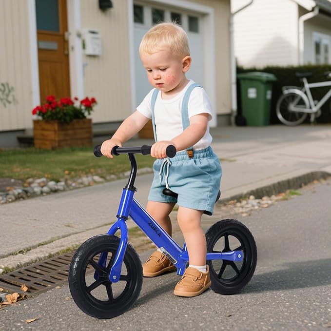 12 inch Toddler Balance Bike Adjustable Handlebar & Seat Anti-Slip Grip Suitable for 2-5 Years Old with Footrest Lightweight for Tolddlers Boys Girls Multiple Colors to Choose