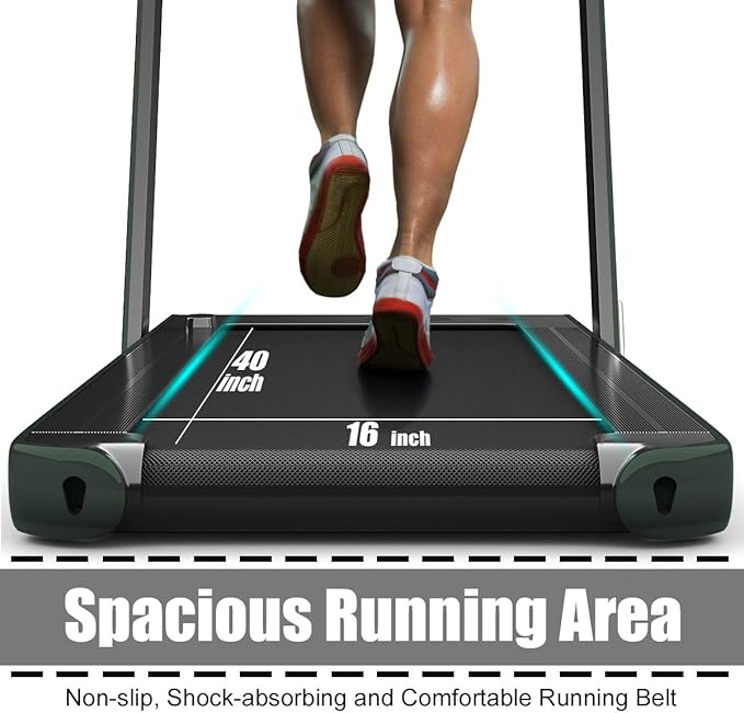 GYMAX Walking Pad, 2.25HP Foldable Treadmill with Smart App & Remote Control, Bluetooth LED Monitor, Small Spaces Compact Running Machine, Folding Portable Under Desk Treadmill for Home Office