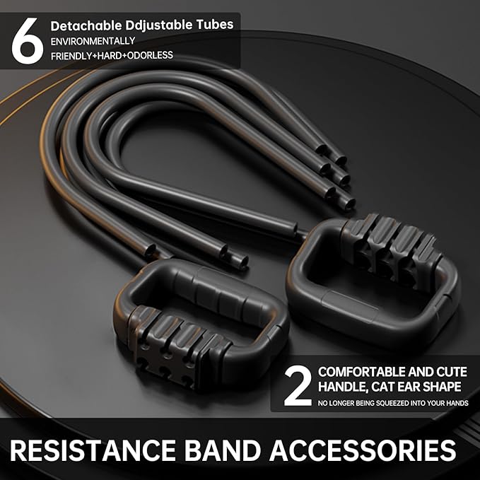 6-Pipe Chest Expander & Shoulder Stretcher - Adjustable Detachable Resistance Tubes for Home Gym, Rehab, Strength Training + Easy Workout Guide (Men/Women)