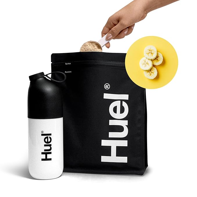Huel Black Edition | Banana 40g Vegan Protein Powder | Nutritionally Complete Meal | 27 Vitamins and Minerals, Gluten Free | 17 Servings | Scoop not included to reduce plastic