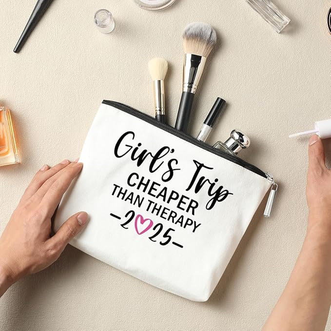 2 PCS Girls Trip Favors - 2025 Girls Weekend Gifts for Women Bestie & Friend Gifts - Sister & Her Best Friend Friendship Holiday Vacation Makeup Bag & Weekend Bags