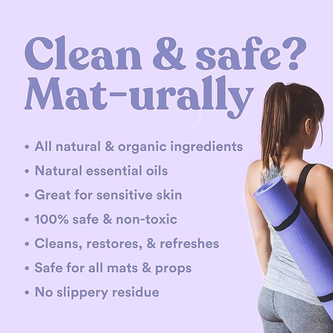 ASUTRA Yoga Mat Cleaner Spray (Peaceful Lavender), 4 fl oz - No Slippery Residue, Organic Essential Oils, Deep-Cleansing for Fitness Gear & Gym Equipment, Microfiber Towel Included