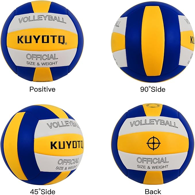 KUYOTQ Official Size 5 in&Outdoor Beach Volleyball,3MM Thickened Surface Soft Leather Youth Womens Mens Volleyball for Game Gym Training(Deflated)