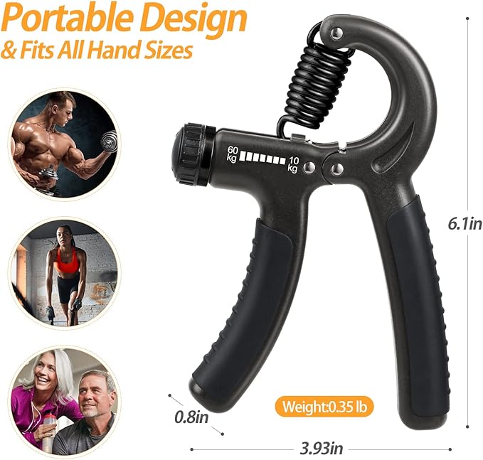 2 Pack Grip Strength Trainer 22-132Lbs (10-60kg), (10-60kg), Forearm